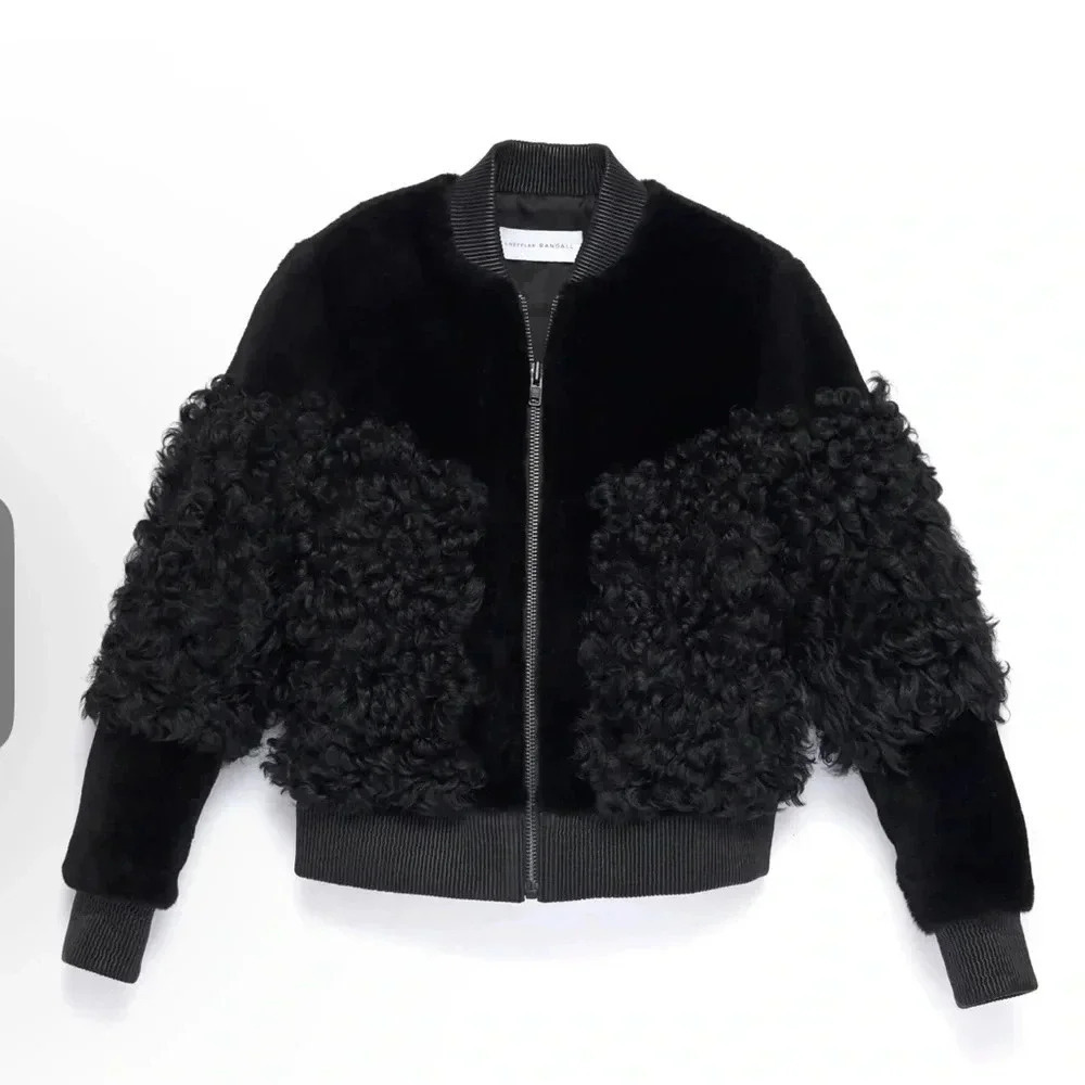 Loeffler Randall shearling leather bomber jacket